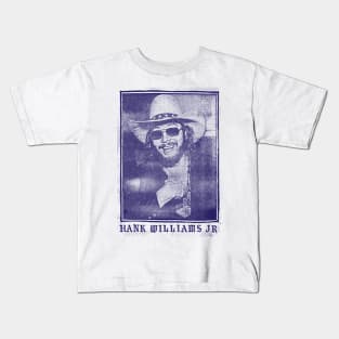 Hank Williams Jr // Vintage Aesthetic Faded Style Fan Design Kids T-Shirt